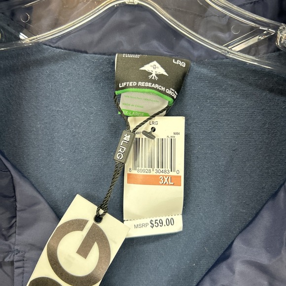 Lifted Research Group LRG Jacket Mens XXXL Navy Blue Windbreaker Snap Button NEW - Picture 5 of 9